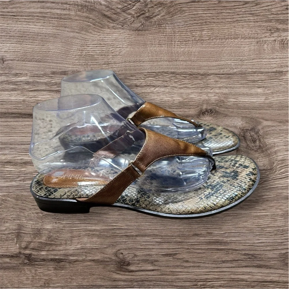 Connie Womens Sandals Size 10M Snake Animal Print Thong Flip Flops Comfort Shoes
